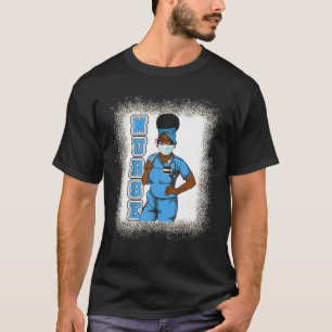 Camiseta Enfermera negra uniforme máscara facial afroafric