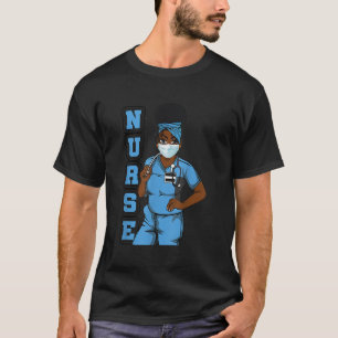 Camiseta Enfermera negra uniforme máscara facial afroafrica