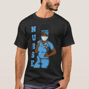 Camiseta Enfermera negra uniforme máscara facial afroafrica
