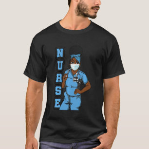 Camiseta Enfermera negra uniforme máscara facial afroafrica