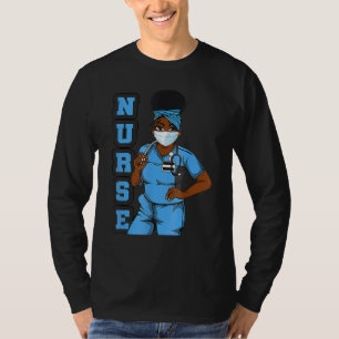 Camiseta Enfermera negra uniforme máscara facial mujeres af
