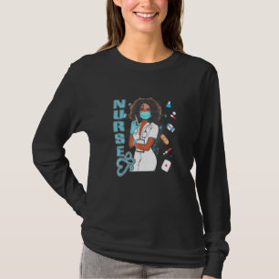 Camiseta Enfermera negra uniforme máscara facial mujeres af