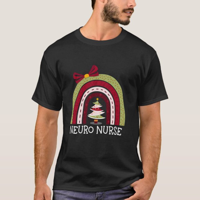 Camiseta Enfermera neuro de navidad con arcoiris divertida  (Anverso)