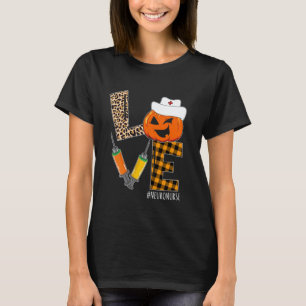 Camiseta Enfermera Neuro Halloween Calabaza Leopardo Amor E