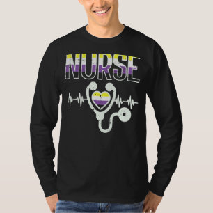 Camiseta Enfermera no binaria del latido cardíaco Stethosco