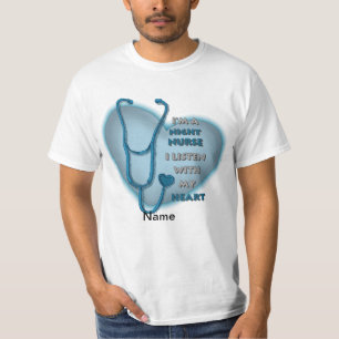 Camiseta Enfermera nocturna del corazón azul
