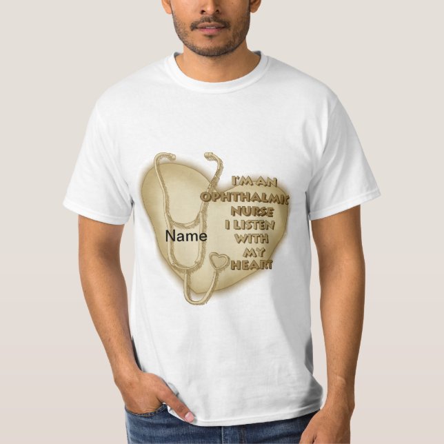 Camiseta Enfermera oftálmica del corazón amarillo (Anverso)