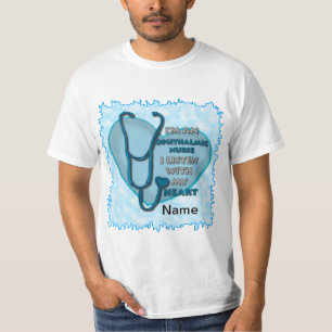 Camiseta Enfermera oftálmica del corazón azul