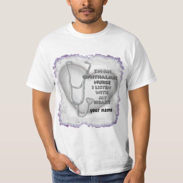 Camiseta Enfermera oftálmica del corazón gris (Anverso)