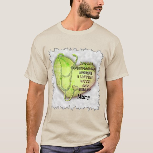 Camiseta Enfermera oftálmica del corazón verde (Anverso)