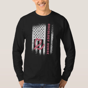 Camiseta Enfermera oncológica Bandera Americana Enfermería