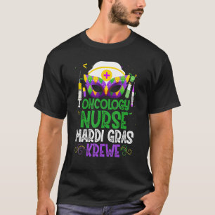 Camiseta Enfermera oncológica divertida Krewe Mask Mardi Gr