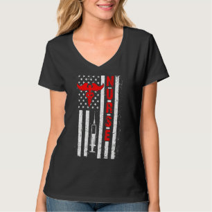 Camiseta Enfermera orgullosa Bandera Estadounidense Nures D