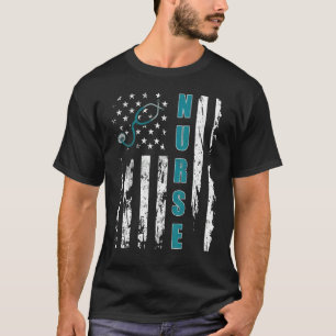Camiseta Enfermera Patriótica Con Estetoscopio De Bandera P