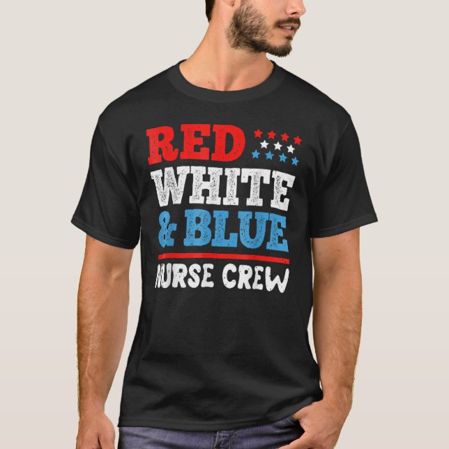 Camiseta Enfermera Patriótica Enfermera Roja Blanca Y Azul  (Anverso)
