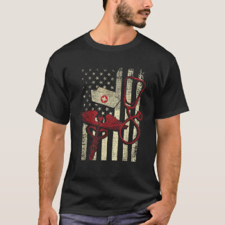 Camiseta Enfermera Patriótica Enfermería de Bandera de Esta
