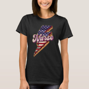 Camiseta Enfermera Patriótica Relámpago Bandera Americana 4
