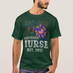 Camiseta Enfermera Patriótica RN 4 De Julio Bandera Estadou
