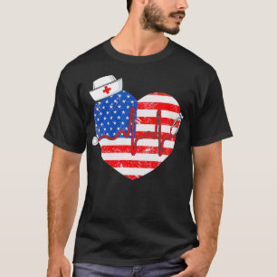 Camiseta Enfermera Patriótica RN LPN CNA Bandera Americana 