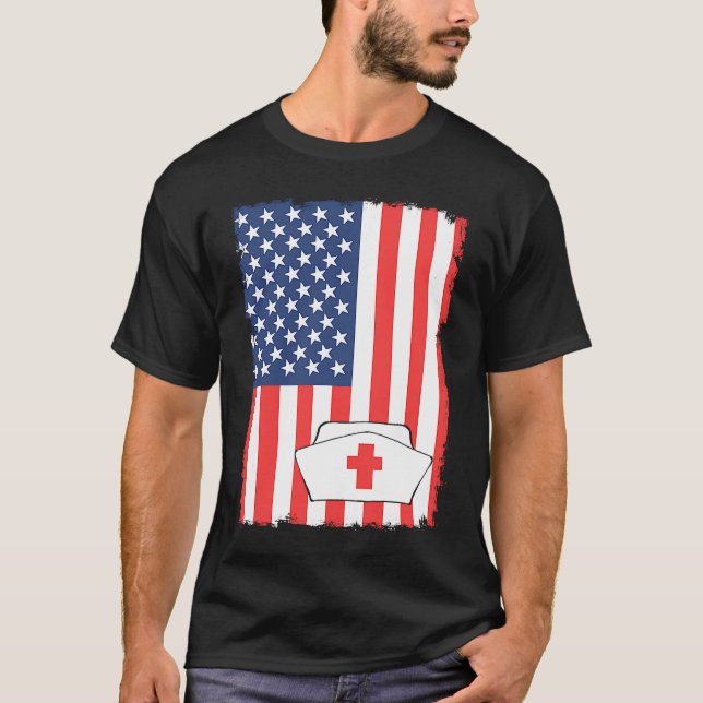 Camiseta Enfermera pediátrica de la Bandera de los Estados  (Anverso)