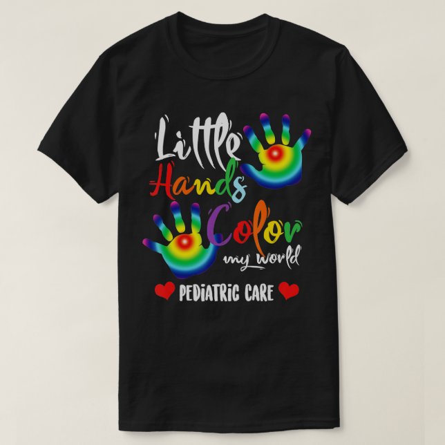 Camiseta Enfermera pediátrica de pediatría de pequeñas mano (Diseño del anverso)