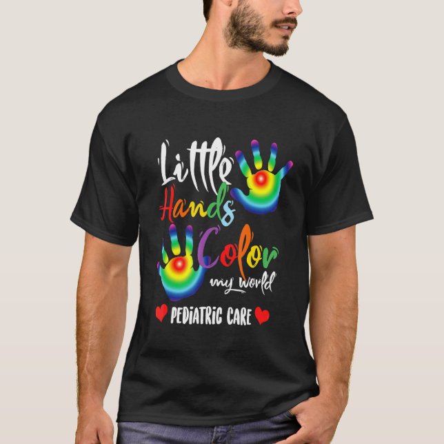Camiseta Enfermera pediátrica de pediatría de pequeñas mano (Anverso)