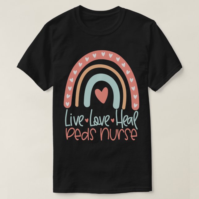 Camiseta Enfermera pediátrica RN Peds Lluvia Boho (Diseño del anverso)