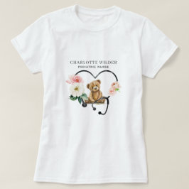 Camiseta Enfermera pediátrica Teddy Bear Estetoscopio Flora