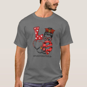 Camiseta Enfermera perioperatoria Plaid Leopard Love Heart 