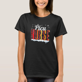 Camiseta Enfermera Picu Navidad Cuadro Rojo Impreso Rn Enfe