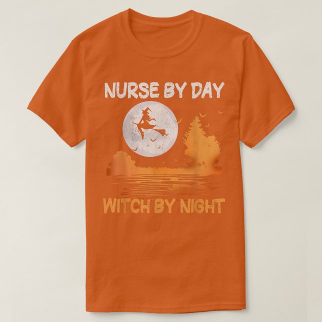 Camiseta Enfermera Por Bruja De Noche De Mujeres Halloween (Diseño del anverso)