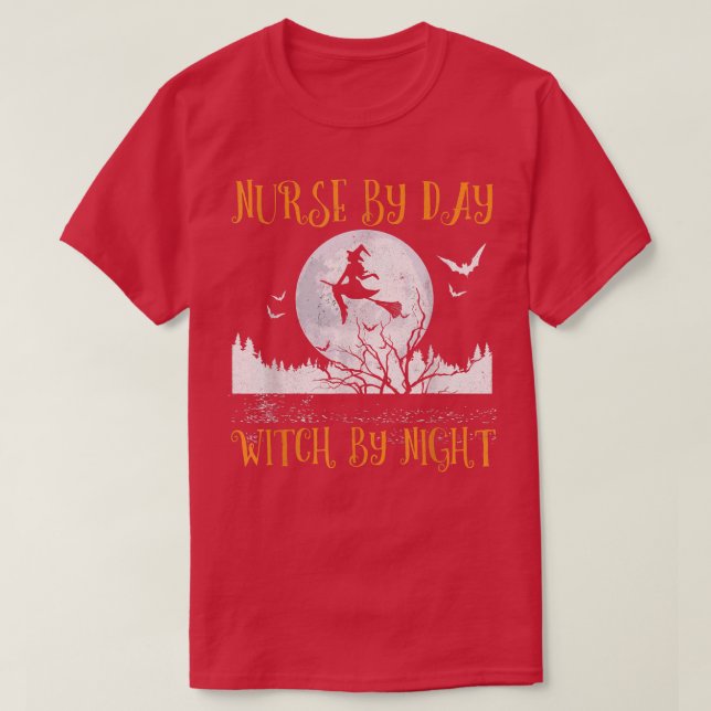 Camiseta Enfermera Por Bruja De Noche Halloween658 (Diseño del anverso)