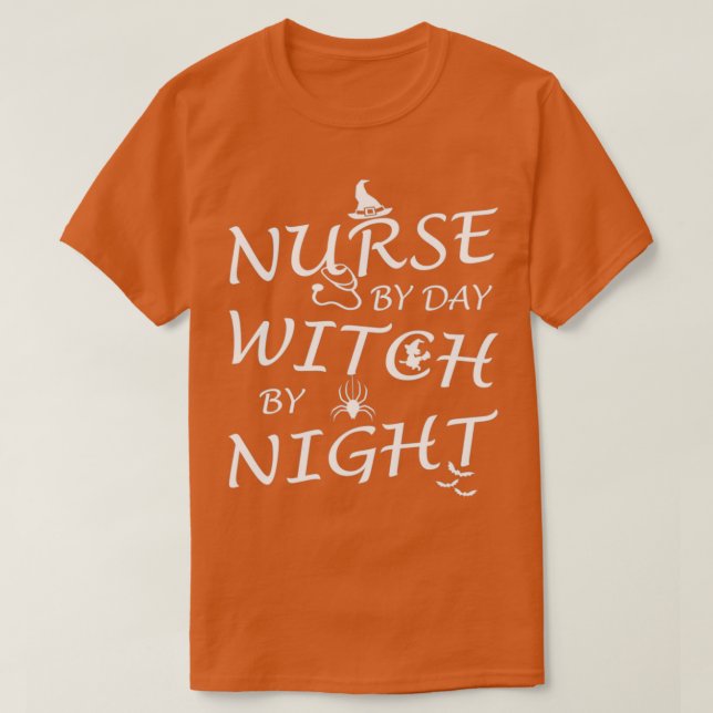 Camiseta enfermera por día bruja por noche 23 (Diseño del anverso)