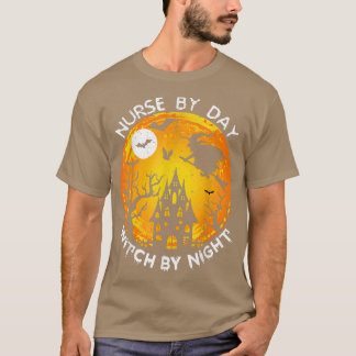 Camiseta Enfermera Por Día Bruja Por Noche Graciosa Enferme