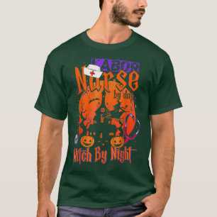 Camiseta Enfermera Por Día Bruja Por Noche Graciosa Hallowe