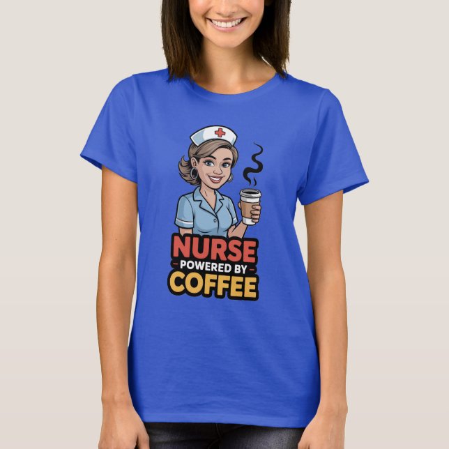 Camiseta Enfermera Potenciada por Café (Anverso)