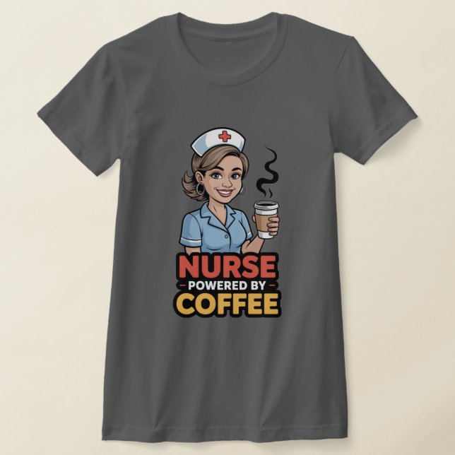 Camiseta Enfermera Potenciada por Café (Distribución)
