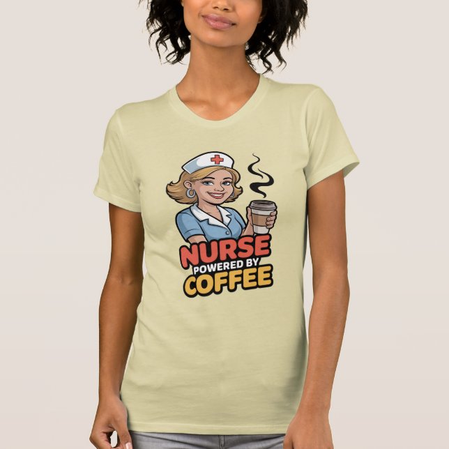 Camiseta Enfermera Potenciada por Café (Anverso)