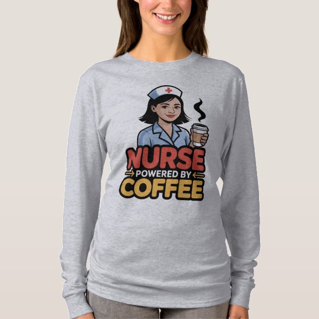 Camiseta Enfermera Potenciada por Café (Anverso)