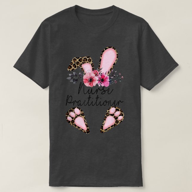 Camiseta Enfermera practicante de leopardo Flores consolas  (Diseño del anverso)
