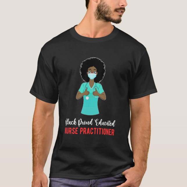Camiseta Enfermera Practicante NP Negra Orgullosa Educada (Anverso)