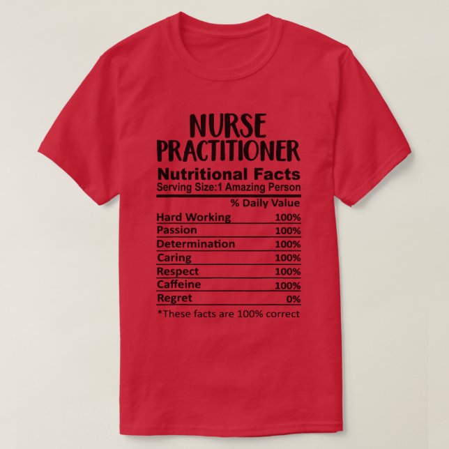 Camiseta Enfermera practicante Nutrición Hechos graciosos (Diseño del anverso)