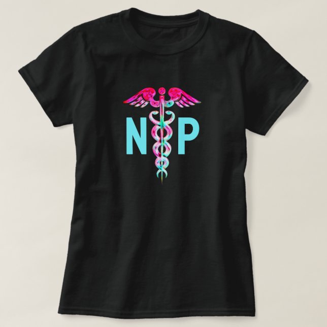 Camiseta Enfermera practicante Símbolo médico Verde azulado (Diseño del anverso)