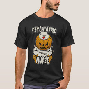 Camiseta Enfermera psiquiátrica Loca Calabaza de Halloween