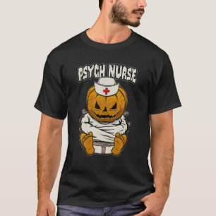 Camiseta Enfermera psiquiátrica Loca Calabaza de Halloween