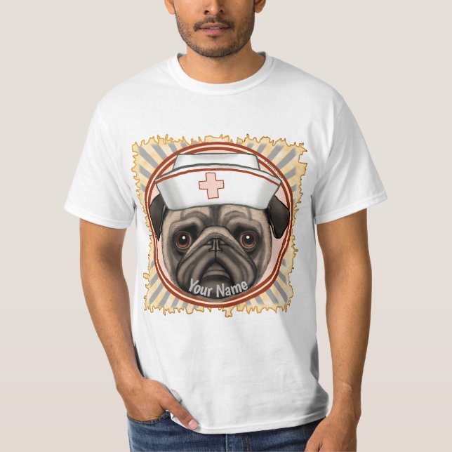 Camiseta enfermera Pug (Anverso)