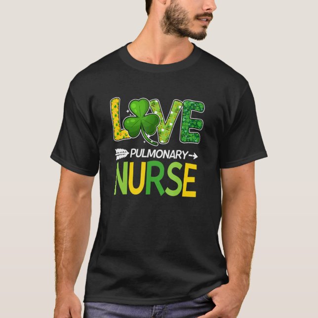 Camiseta Enfermera pulmonar St Patricks Day Love Stethoscop (Anverso)