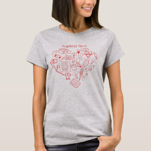 Camiseta Enfermera Registrada Doodle del Corazón Médico