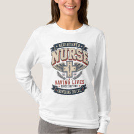 Camiseta Enfermera Registrada Emblema Vintage Vara de Ascle