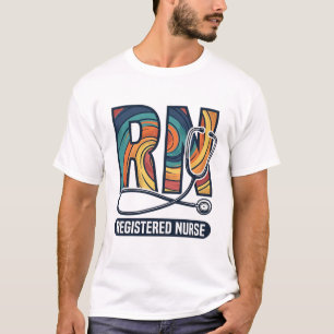 Camiseta Enfermera Registrada RN Diseño Vectorial Vintage A